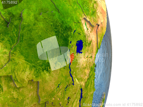 Image of Burundi in red on Earth