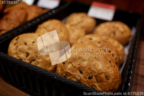 Image of close up of bread at bakery or grocery store