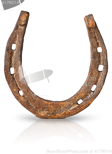 Image of Old rusty horseshoe vertically