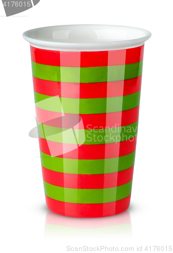 Image of Red and green striped cup without handle