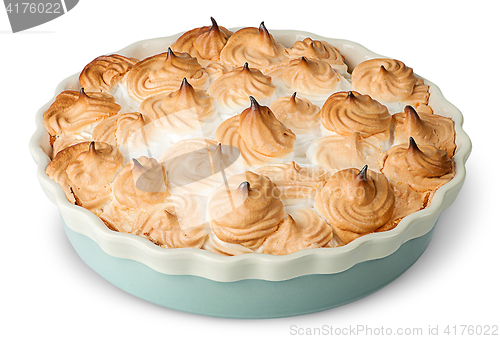 Image of Lemon pie with meringue on dish