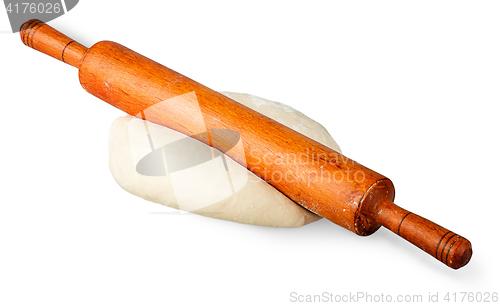 Image of Rolling pin on a piece of dough