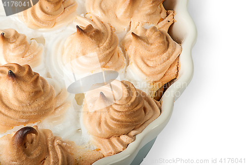 Image of Closeup lemon pie with meringue on dish