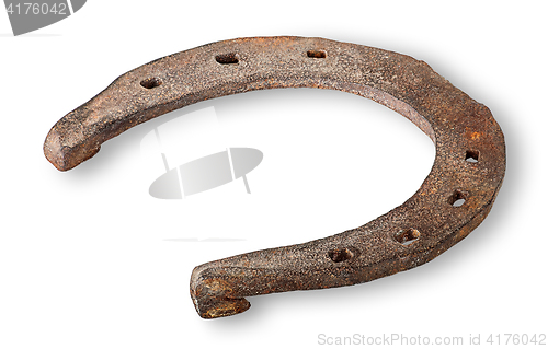 Image of Old rusty horseshoe horizontally inverted