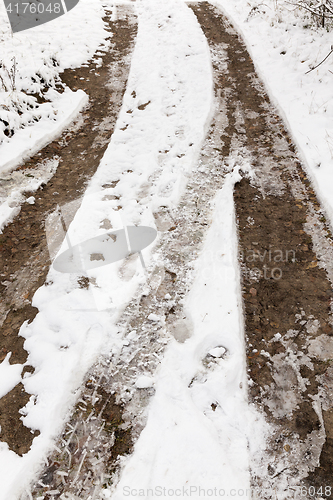 Image of winter road, close-up