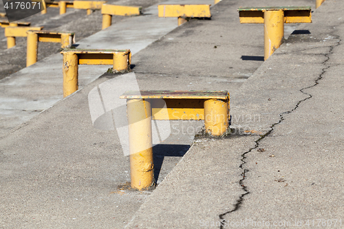 Image of metal supports for benches