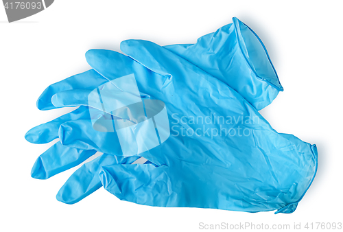 Image of Pair blue medical gloves