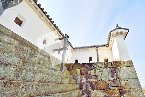 Image of Tsuyama castle walls, stone steps and shooting holes