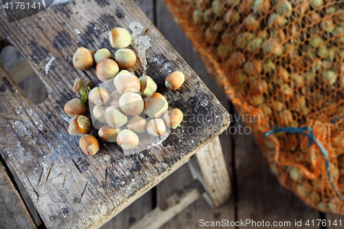 Image of Autumn harvest of nuts, home pantry