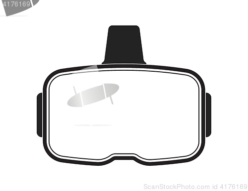 Image of Black virtual reality headset on white background