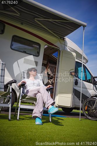 Image of Family vacation travel, holiday trip in motorhome