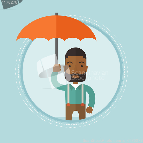 Image of Businessman insurance agent with umbrella.