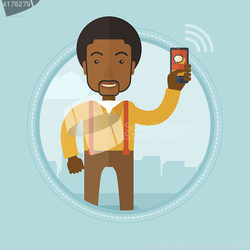 Image of Businessman using mobile phone vector illustration