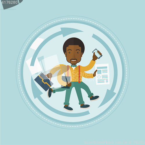 Image of Man coping with multitasking vector illustration.