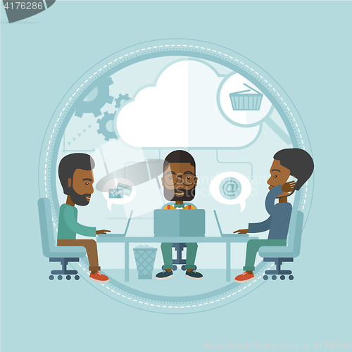 Image of Business team brainstorming vector illustration.