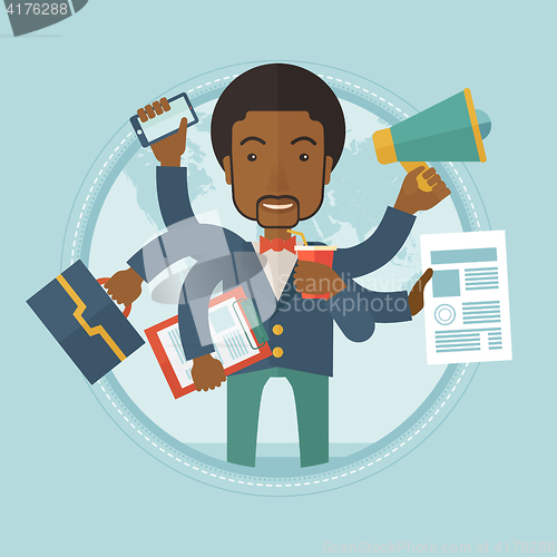 Image of Man coping with multitasking vector illustration.