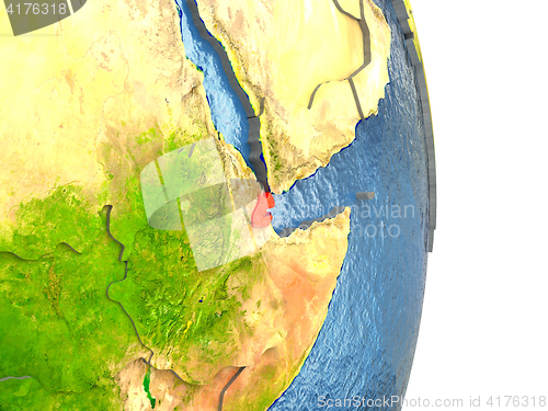 Image of Djibouti in red on Earth