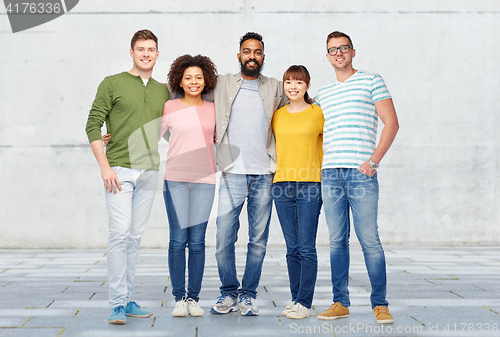 Image of international group of happy smiling people