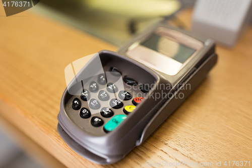 Image of close up of bank card reader or atm terminal