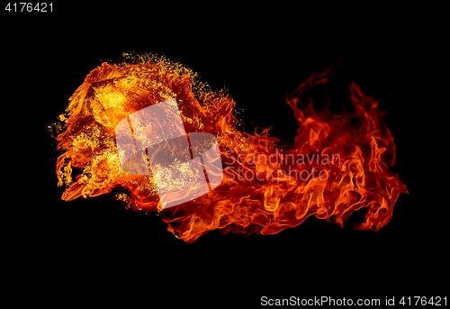 Image of Fire isolated on black background.