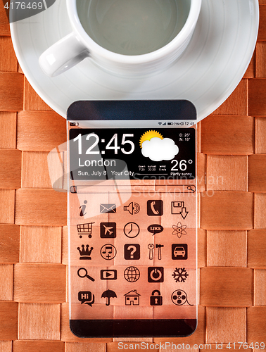 Image of Smartphone with a transparent display.