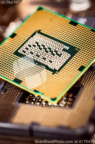 Image of Modern processor and motherboard