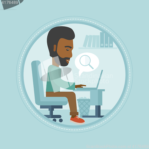 Image of Businessman searching data in computer.
