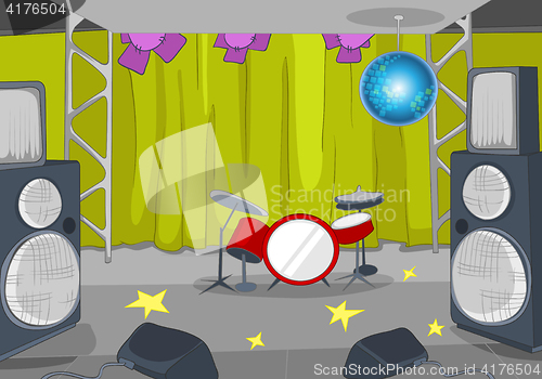 Image of Cartoon background of nightclub interior.