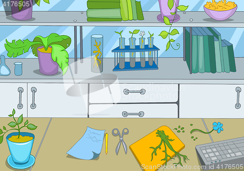 Image of Cartoon background of chemical laboratory.