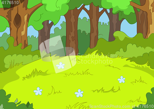 Image of Cartoon background of forest landscape.