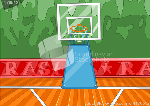 Image of Cartoon background of basketball court.