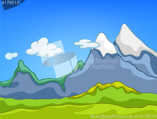 Image of Cartoon background of mountain landscape.