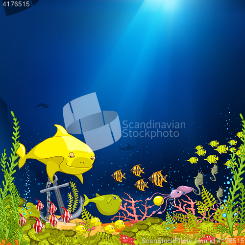 Image of Cartoon background of underwater life.