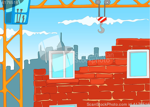 Image of Cartoon background of urban house construction.