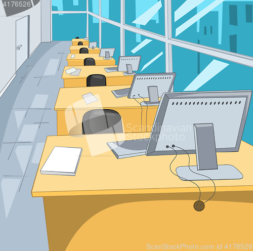 Image of Cartoon background of workplace at office.