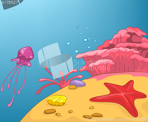 Image of Cartoon background of underwater life.