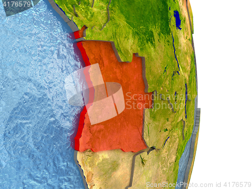 Image of Angola in red on Earth