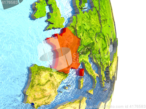 Image of France in red on Earth