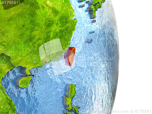 Image of Taiwan in red on Earth