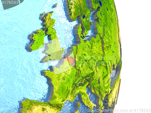 Image of Belgium in red on Earth