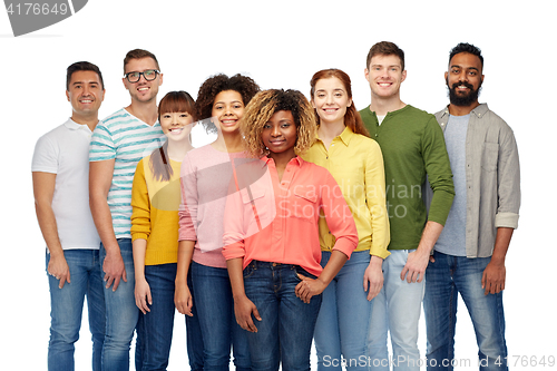 Image of international group of happy smiling people