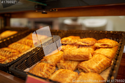 Image of close up of pies at bakery or grocery store