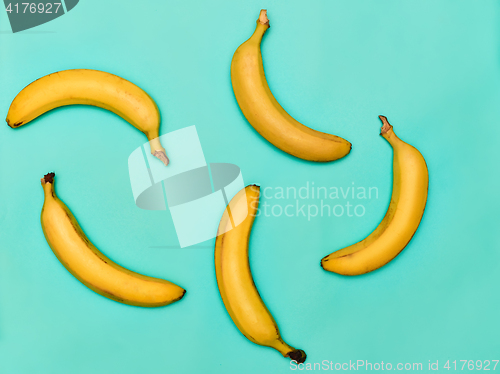 Image of The group of bananas against blue background