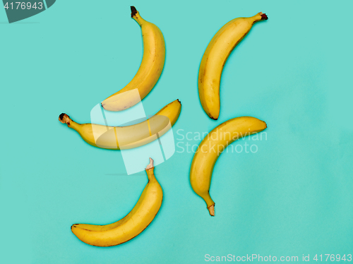 Image of The group of bananas against blue background