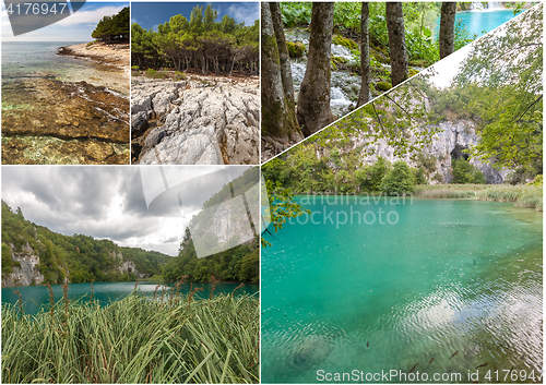 Image of Plitvice lakes of Croatia - national park in autumn