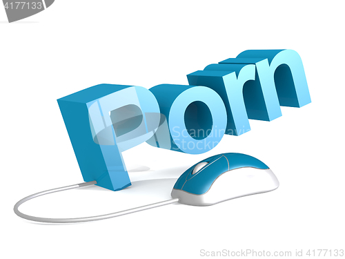 Image of Porn word with blue mouse