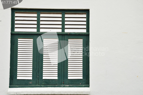 Image of Green wood window 