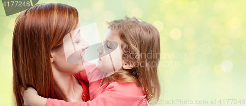 Image of happy mother and daughter hugging