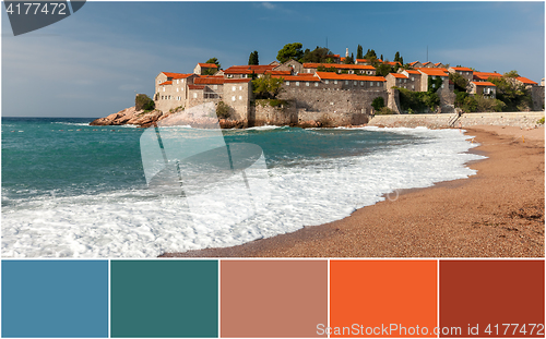 Image of The collage of Sveti Stefan island in Montenegro