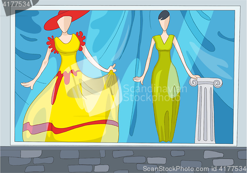 Image of Cartoon background of clothes shop.